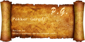 Pekker Gergő névjegykártya